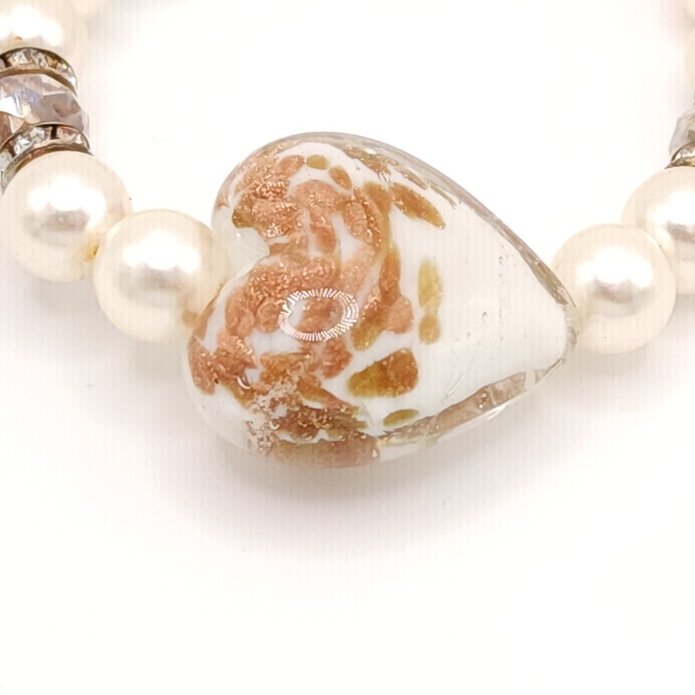 Set of 4 Faux Pearl Stretch Bracelets White Beaded Stackable Jewelry - Picture 7 of 9